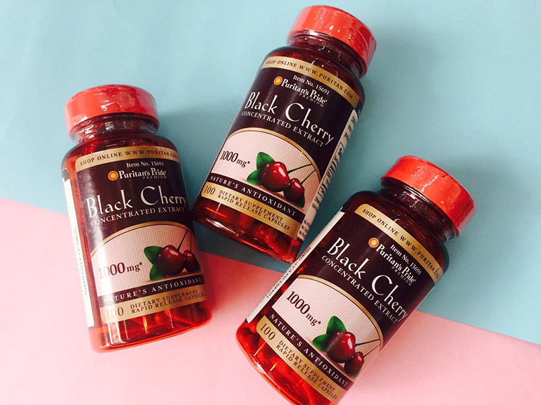 Thực phẩm chức năng Puritan's Pride Black Cherry 1000mg của Mỹ giúp cải thiện các triệu chứng bệnh gút